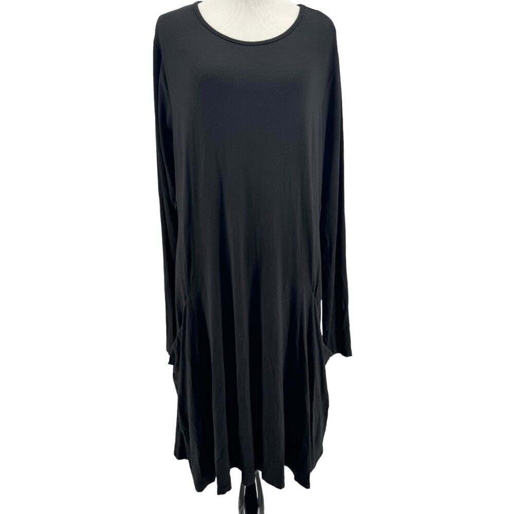 Betabrand Women's Black Long Sleeve Jersey Travel Dress Size Large